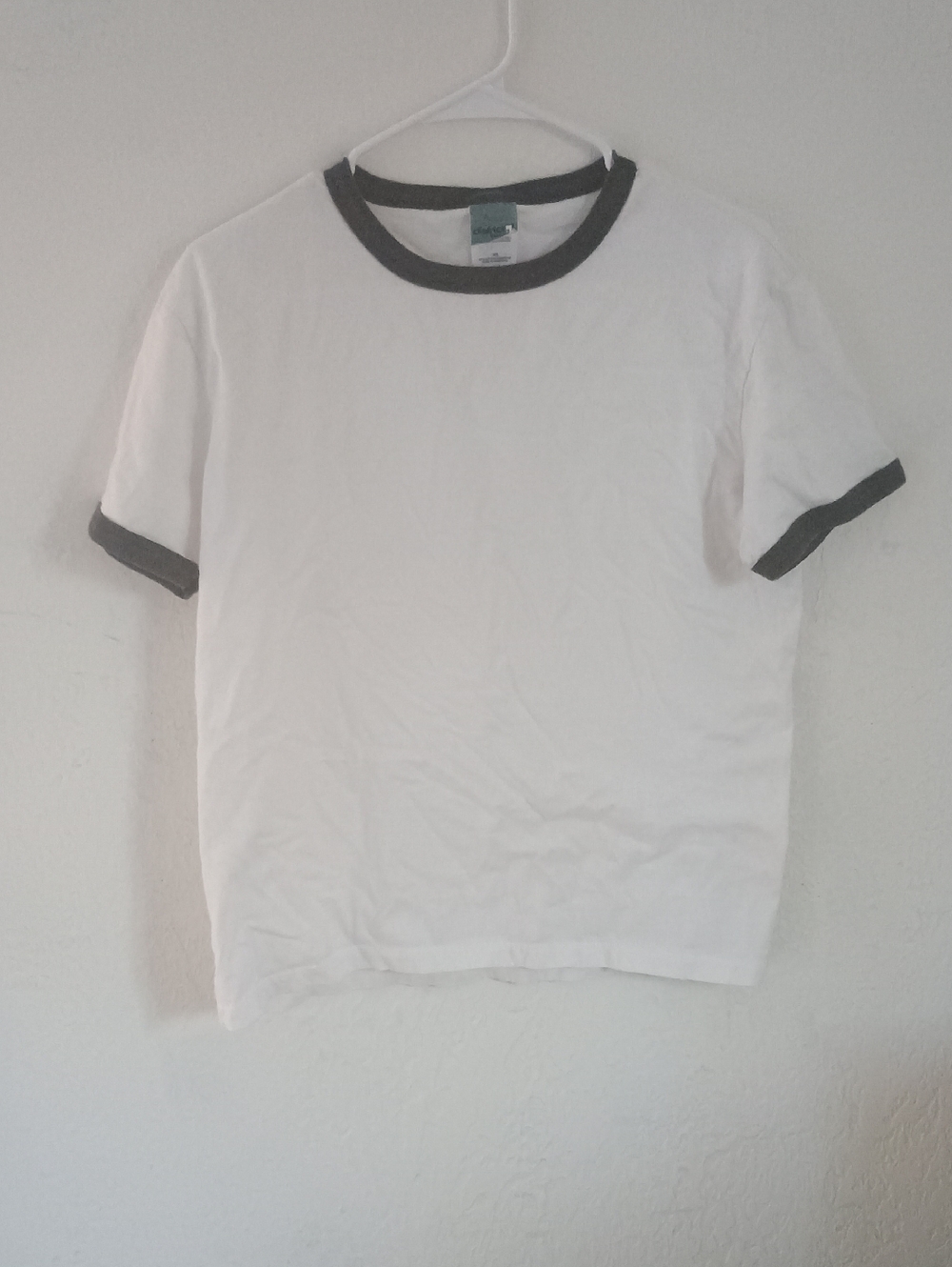 Classic White Ringer T-Shirt with Dark Gray Trim
